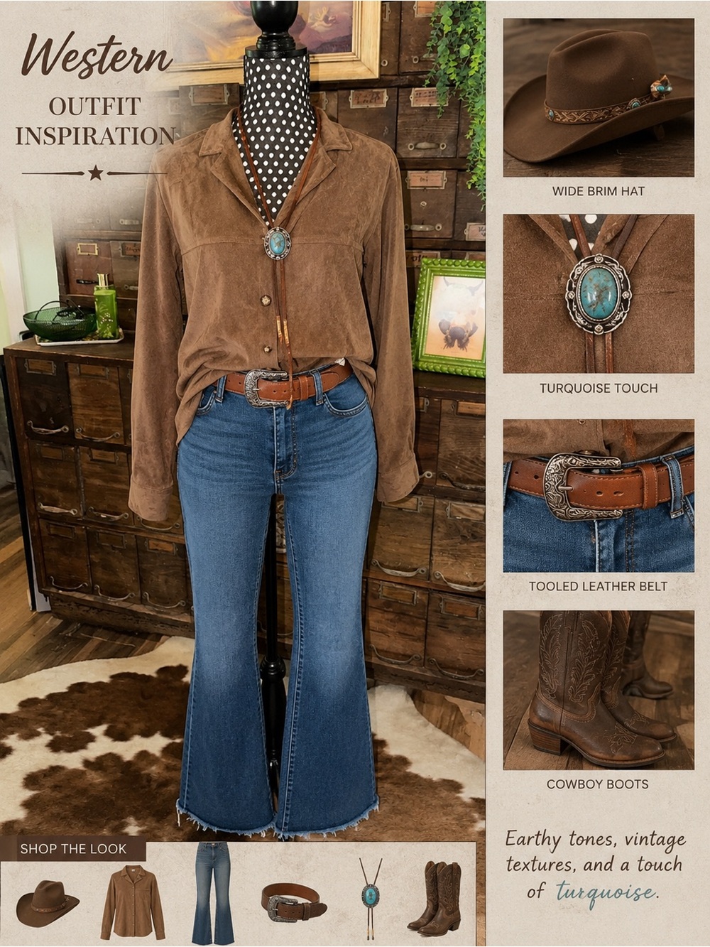 Sag Harbor Brown Suede-Look Button Down Shirt